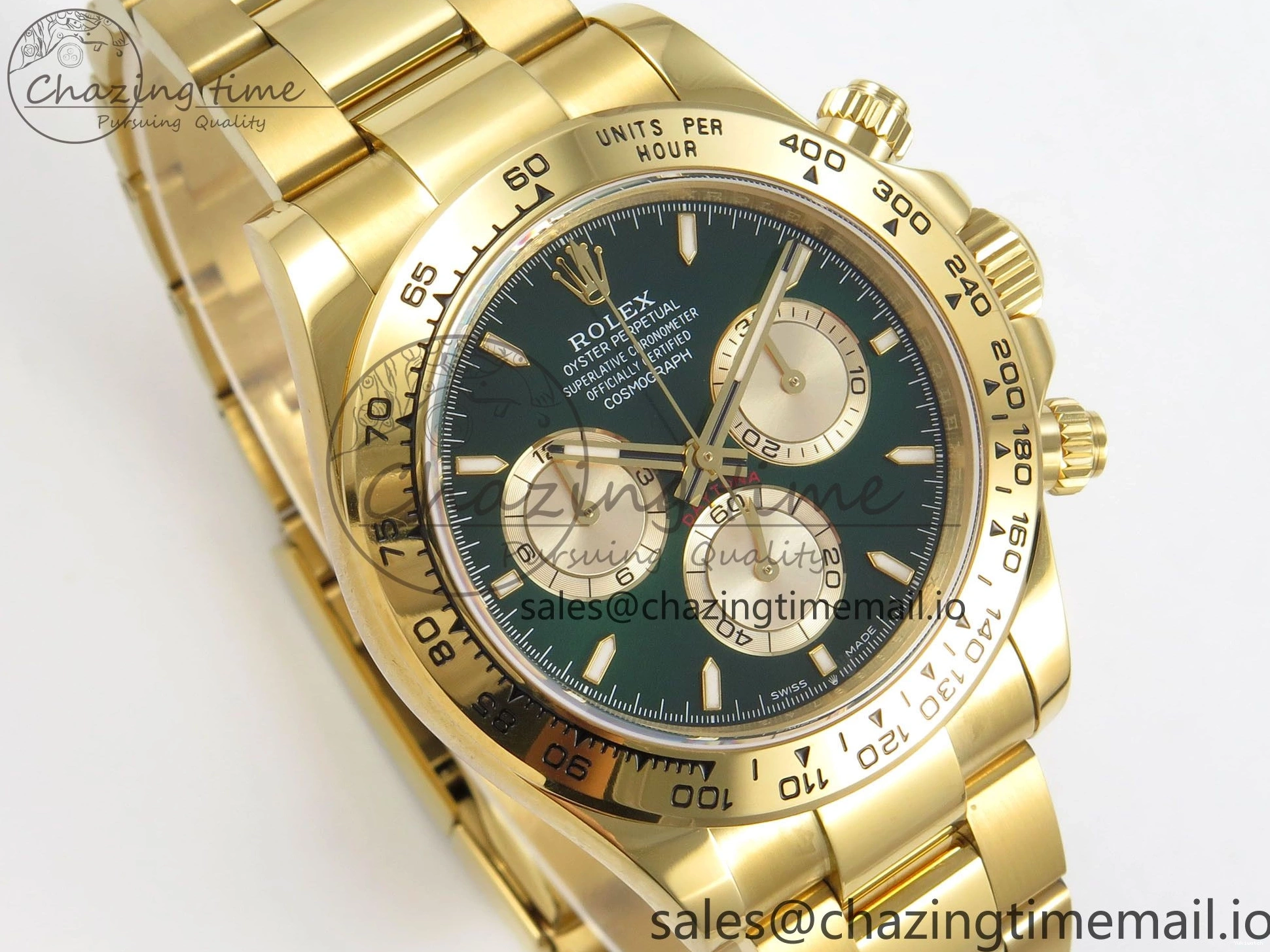 1:1 Edition V6（Gain YG Dial Weight） QF Daytona Best SH4131 Green On 126508 Markers Bracelet Stick 0105